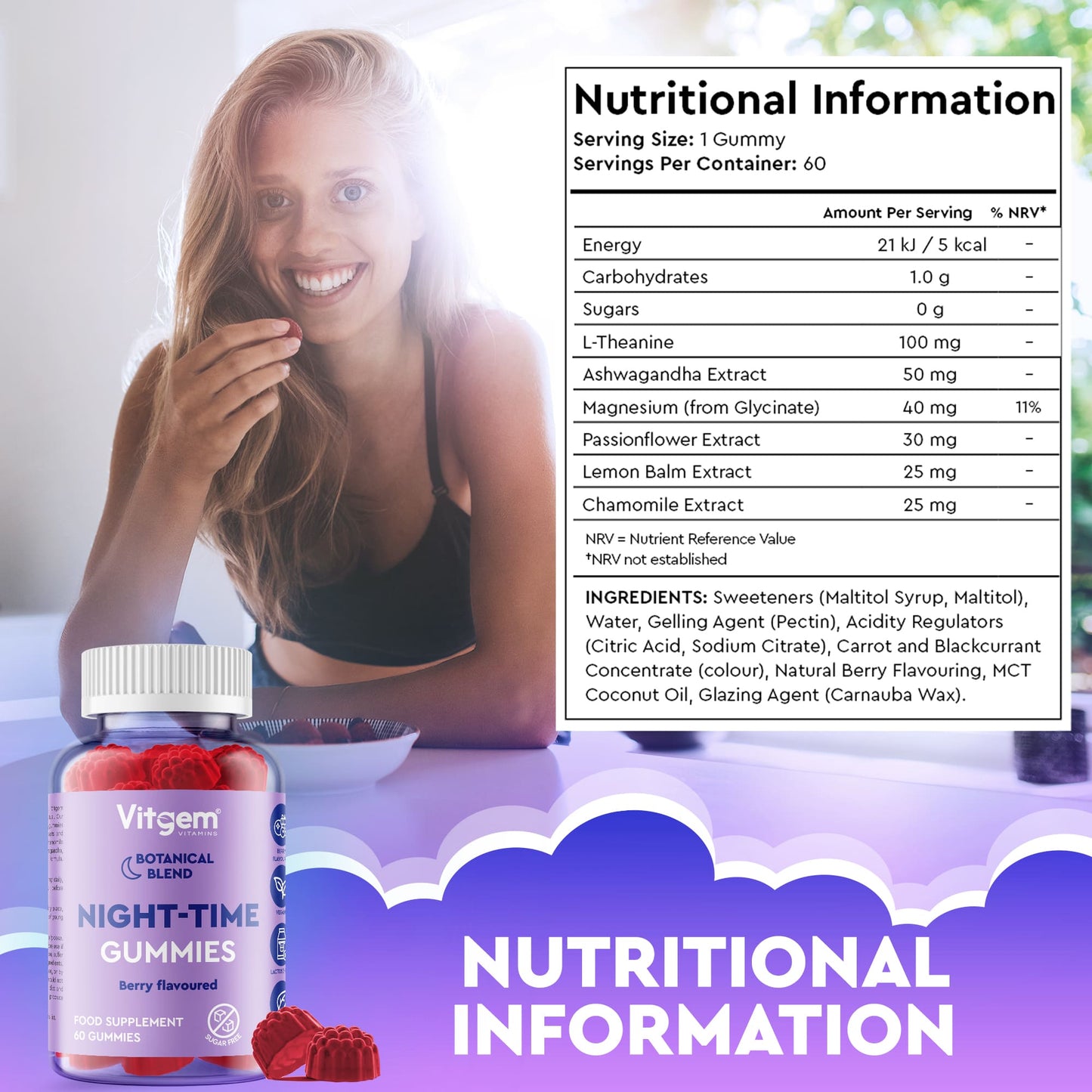 Sugar-free sleep gummies - 60 gummies 2-month supply