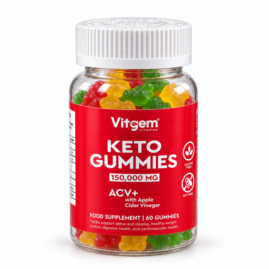 Bottle of 60 apple-flavoured Keto ACV gummies