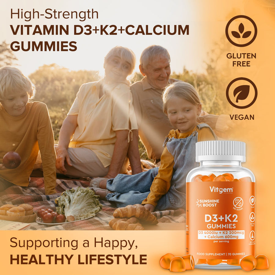 Vitamin D gummies orange flavoured - sugar-free UK made