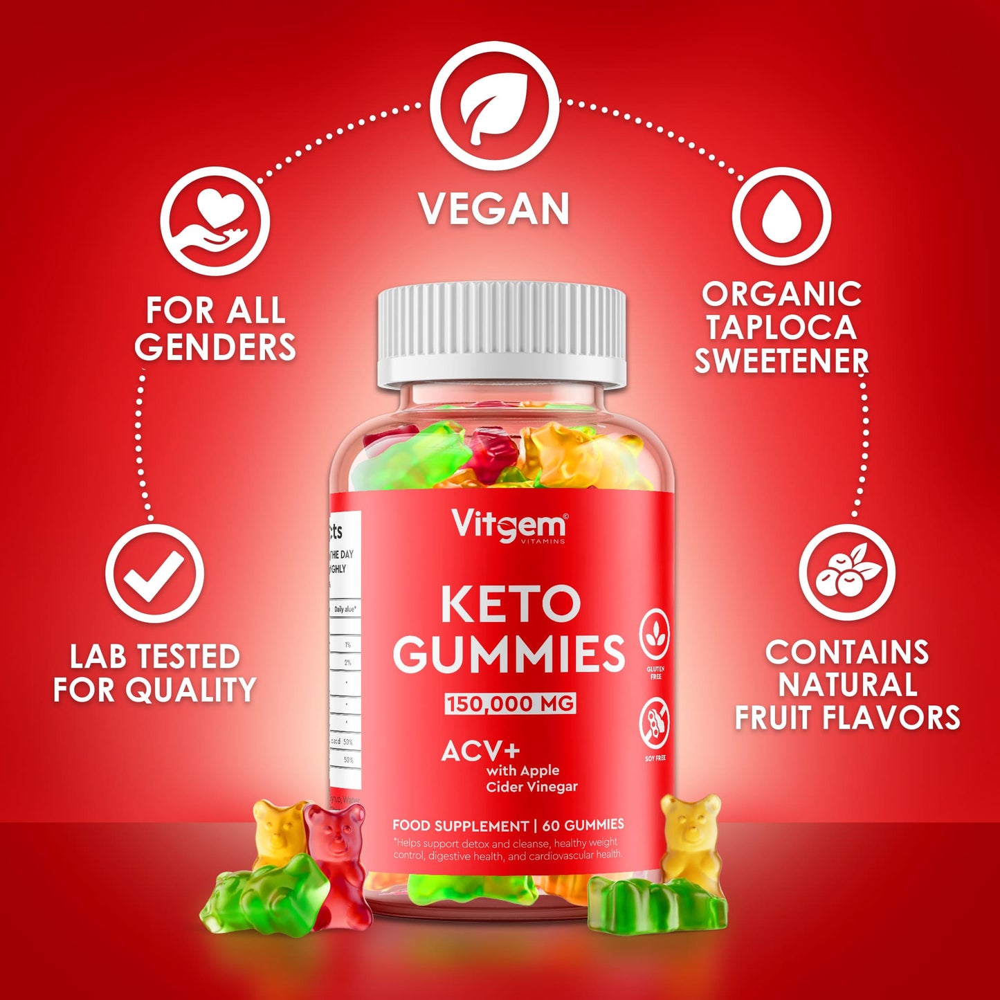Apple cider vinegar gummies apple flavoured - sugar-free keto