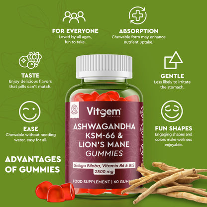 Ashwagandha focus gummies close up - nootropic brain stack