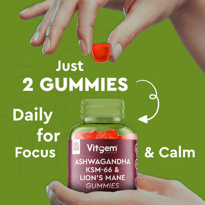 Vitgem ashwagandha gummies back label - GMP certified UK
