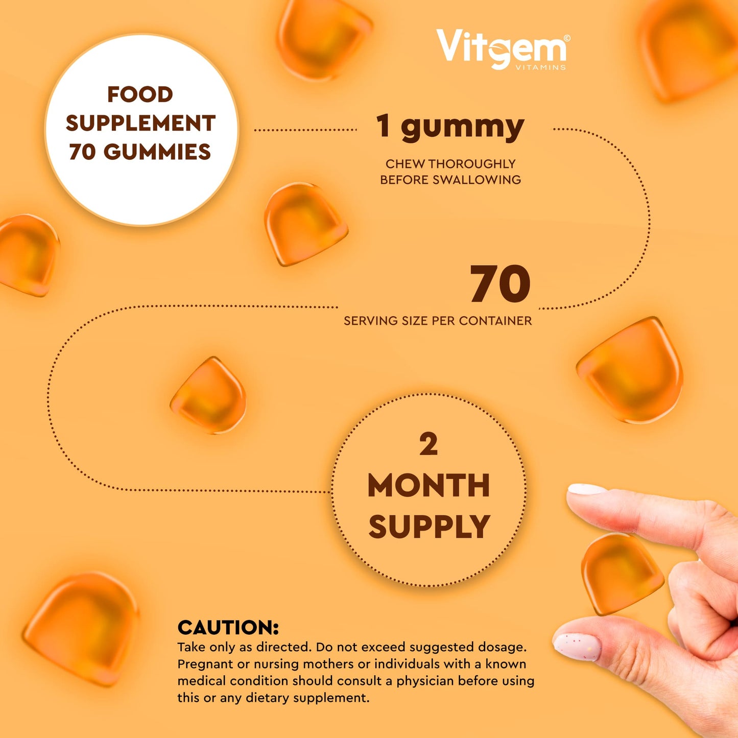 Vitgem D3 K2 gummies back label - GMP certified
