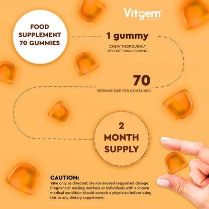 Vitgem D3 K2 gummies back label - GMP certified