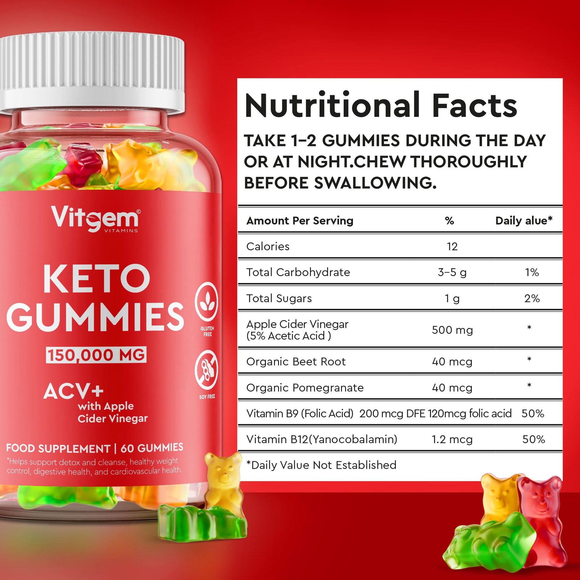 Apple cider vinegar gummies - 60 count sugar-free