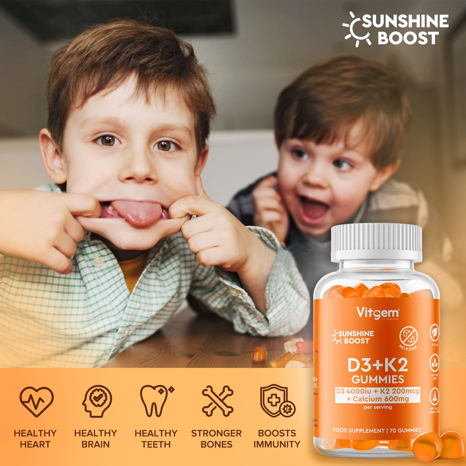D3+K2 sunshine gummies nutritional information panel