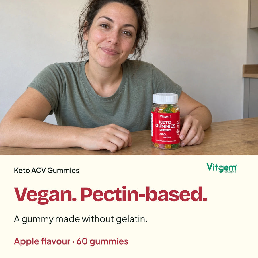 Vegan, pectin-based Keto ACV gummies made without gelatin