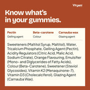 Vitamin D3 and K2 gummies full ingredients declaration