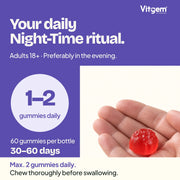 Adults: one to two gummies daily, maximum two; 30–60 day supply