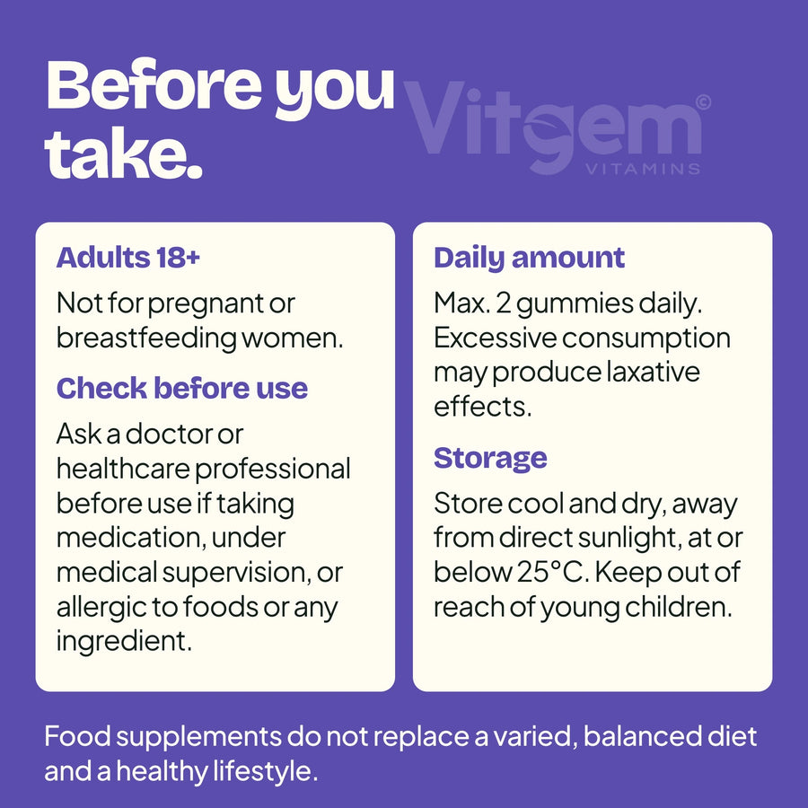 Night-Time Gummies warnings, directions and storage information
