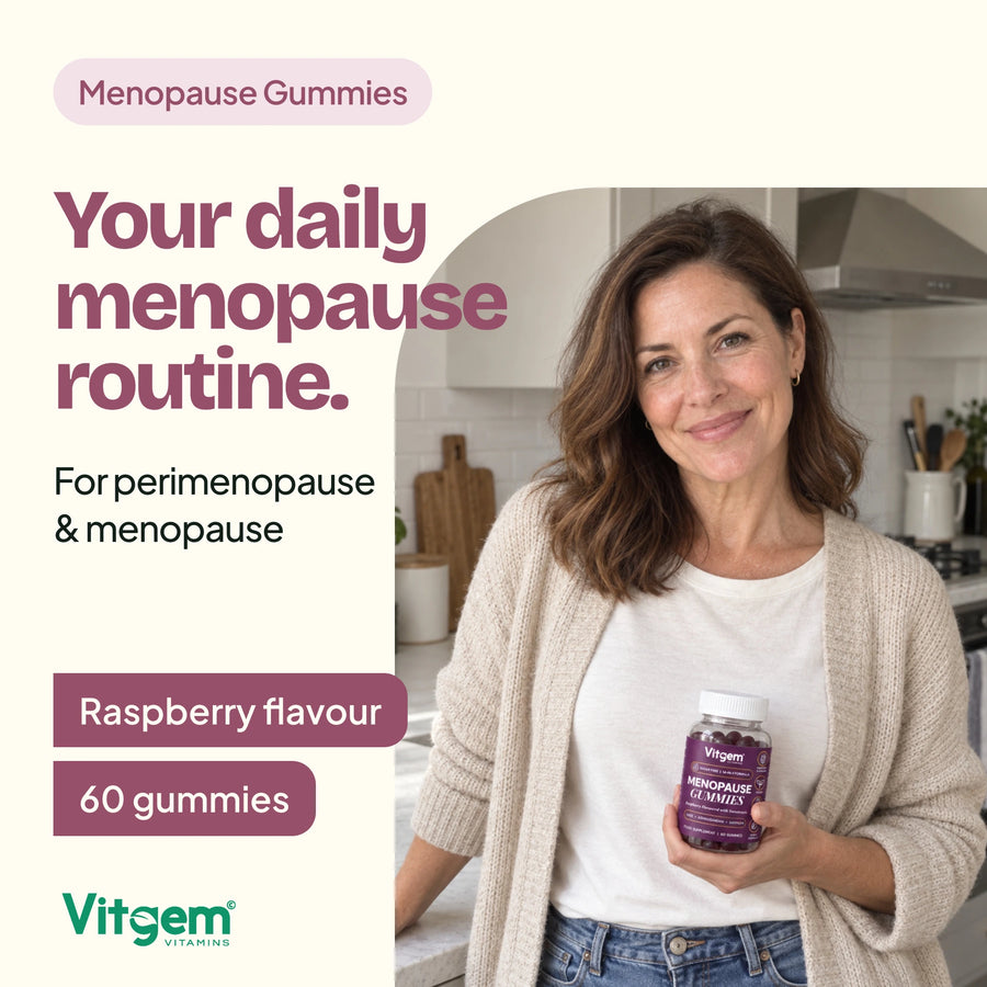 Raspberry-flavoured Menopause gummies as part of a daily routine