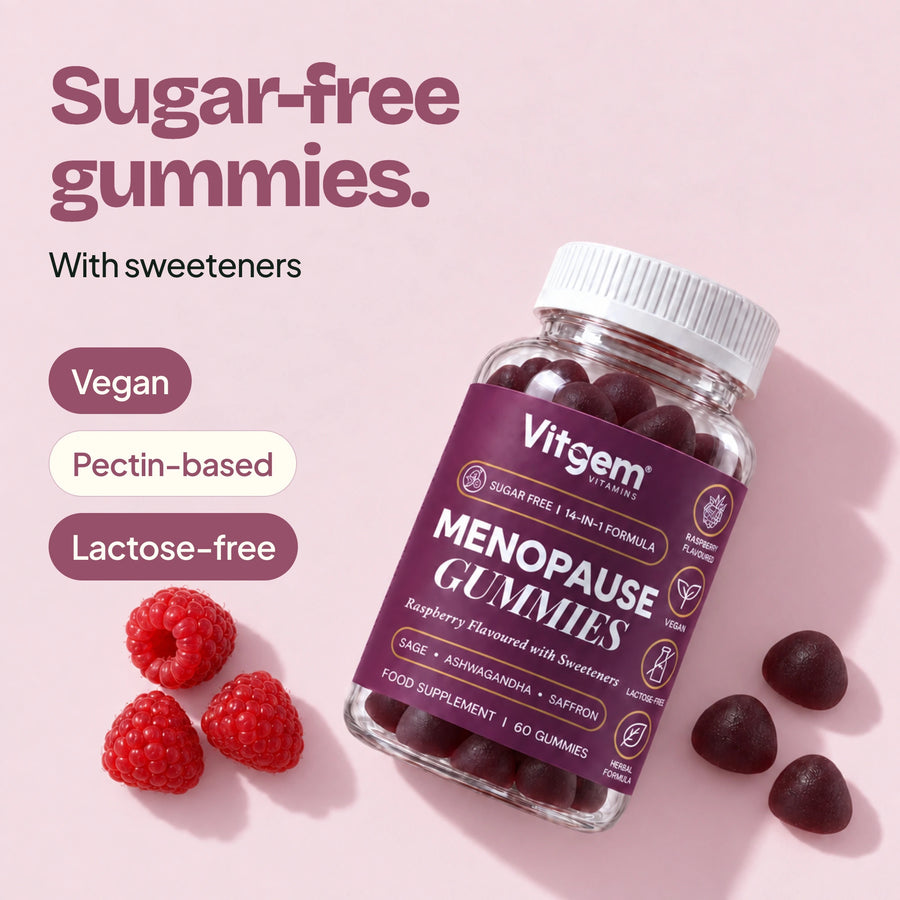 Sugar-free, vegan, pectin-based, lactose-free Menopause gummies